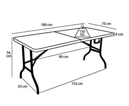 ATD-Live - Location Table pliante rectangulaire 6 personnes, 180 x 80